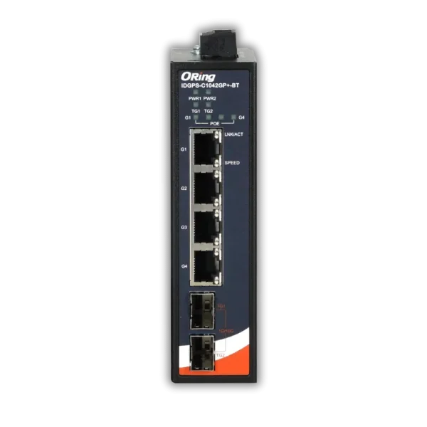 Oring IDGPS-C1042GP+-BT
4 2.5G PoE + 2 1G/10G SFP Unmanaged IEEE 802.3bt PoE Switch Unmanaged Switches