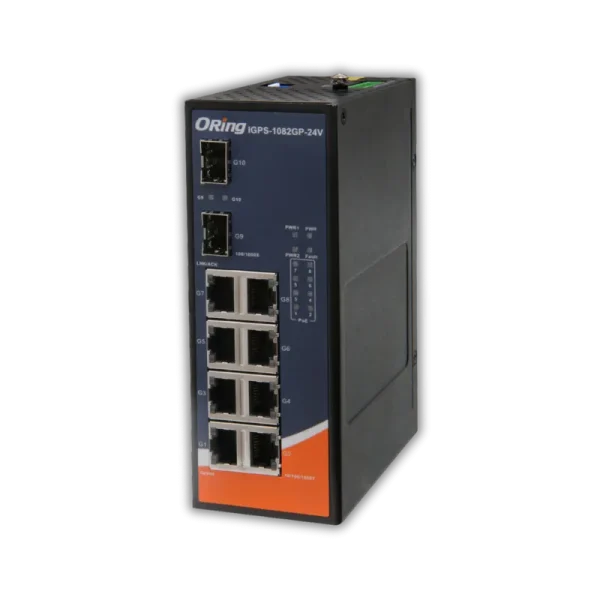 Oring IGPS-1082GP
8GE PoE + 2G SFP Unmanaged Ethernet Switch, IEEE 802.3af/at Unmanaged Switches