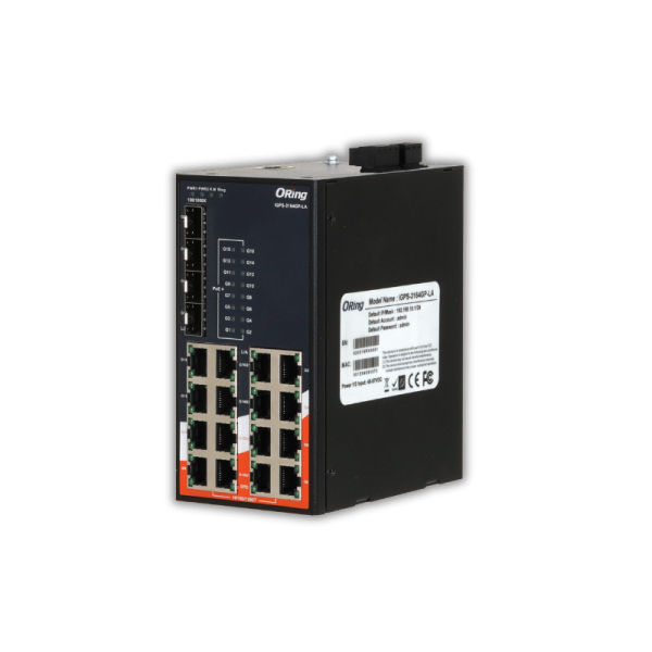 Oring IGPS-3164GP-LA
Industrial 20-port managed Gigabit PoE Ethernet switch with 16x10/100/1000Base-T(X) P.S.E. and 4x100/1000Base-(F)X, SFP socket Managed Switches