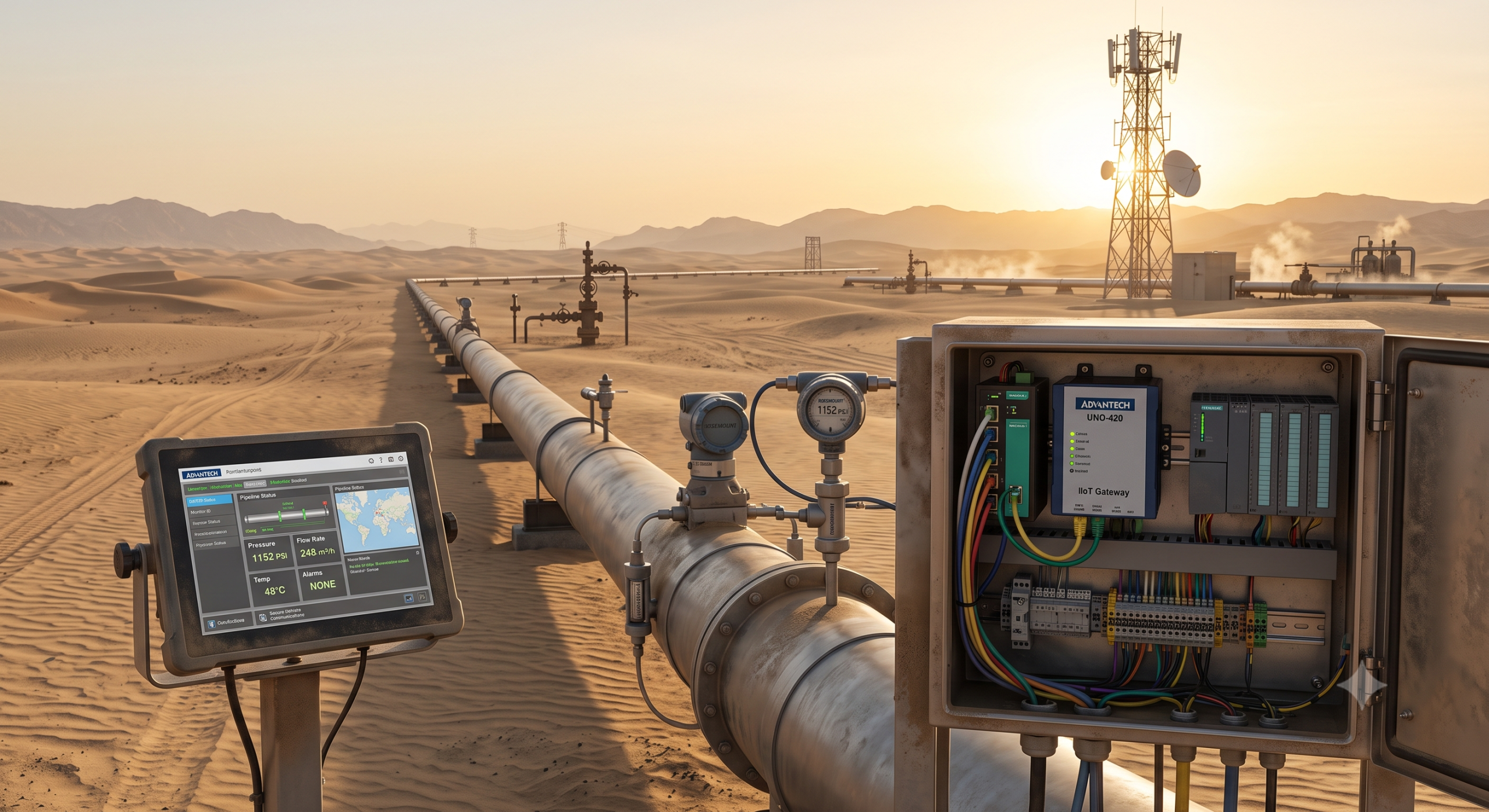 Advantech IIoT gateways for oil and gas remote monitoring